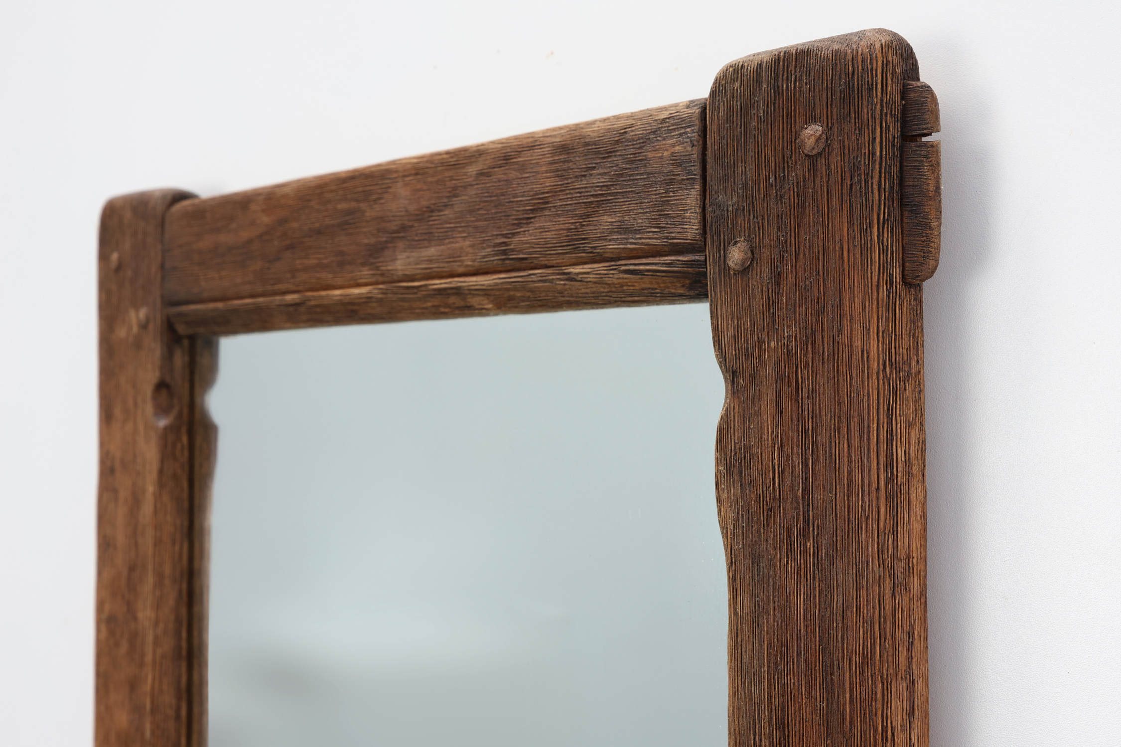 Antique oak rustic wall mirror, France ca. 1820thumbnail